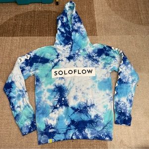 NEW SOLOFLOW YOUTH BLUE TIE DYE HOODIE SZ MEDIUM M